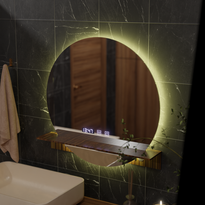 LED Touch Touch Alfred Mirror Defrition System, часовник и температура 60x60 cm с интегрирана поддръжка