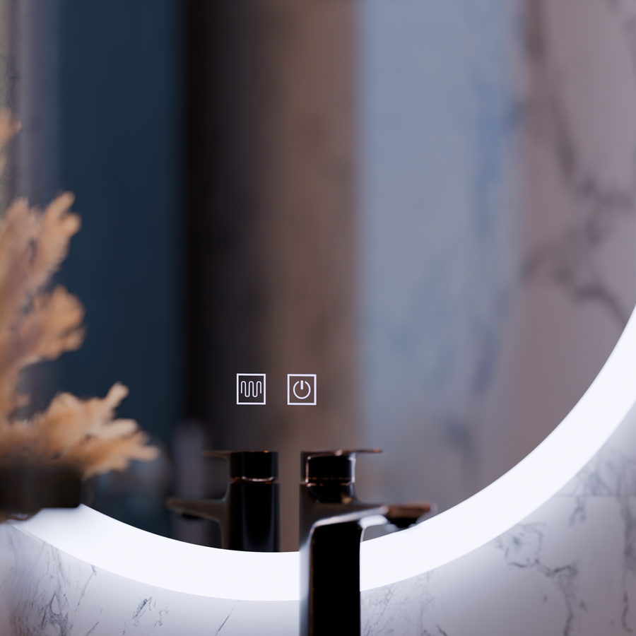 Кръгло LED огледало, 50 см, докосване на нокси, система за обезобразяване