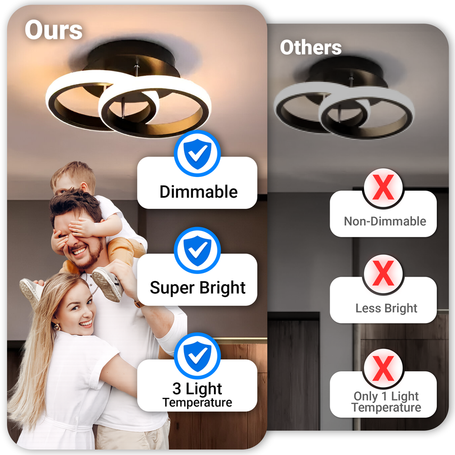 LED полилей VERTEX CIRCULA 21W, 2 кръга, метални рамки, студена/топла/неутрална светлина 3000K/4000K/6000K, черен, метал