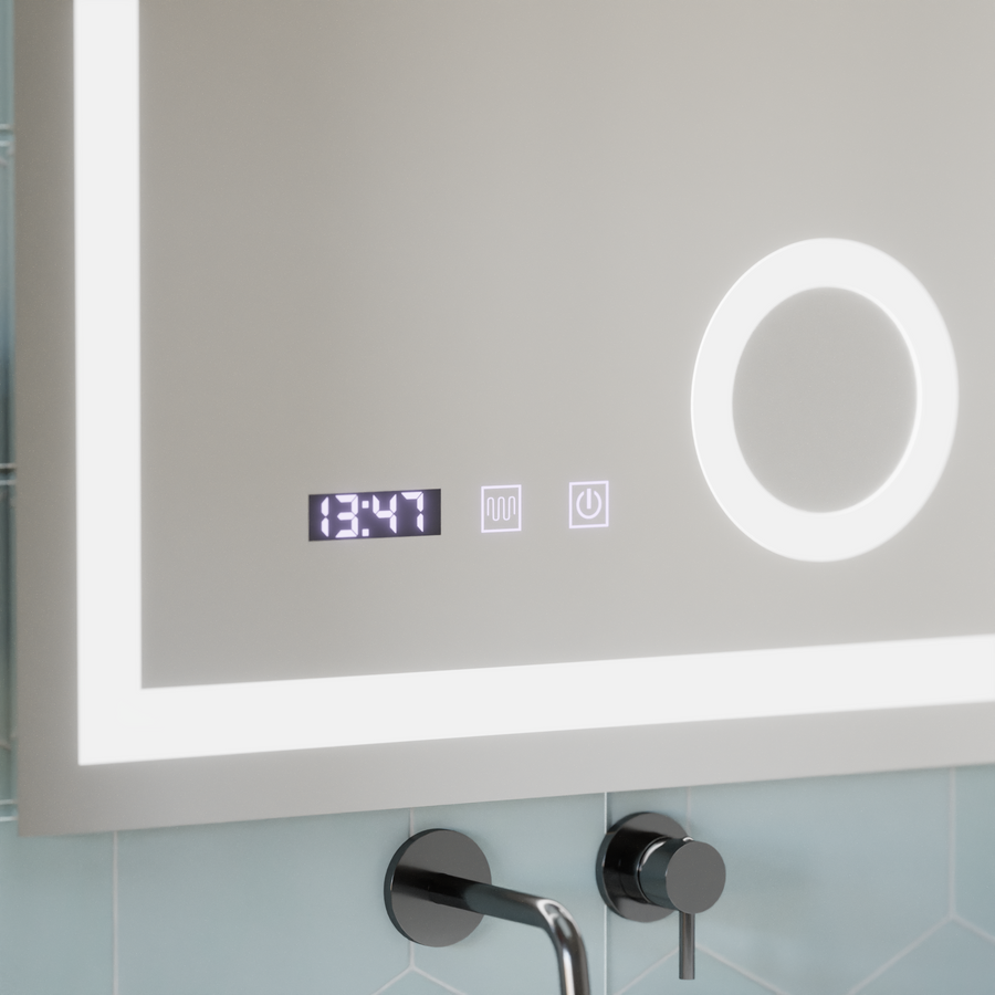 Система за разточване на огледало LED Touch Manfred, часовник и температура 60x80 cm козметично увеличение