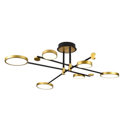 LED полилей с дистанционно управление MARIA, 6 елемента, 31W, топла/студена/неутрална светлина 3000K/4000K/6000K, Димируем, златен и черен, метал