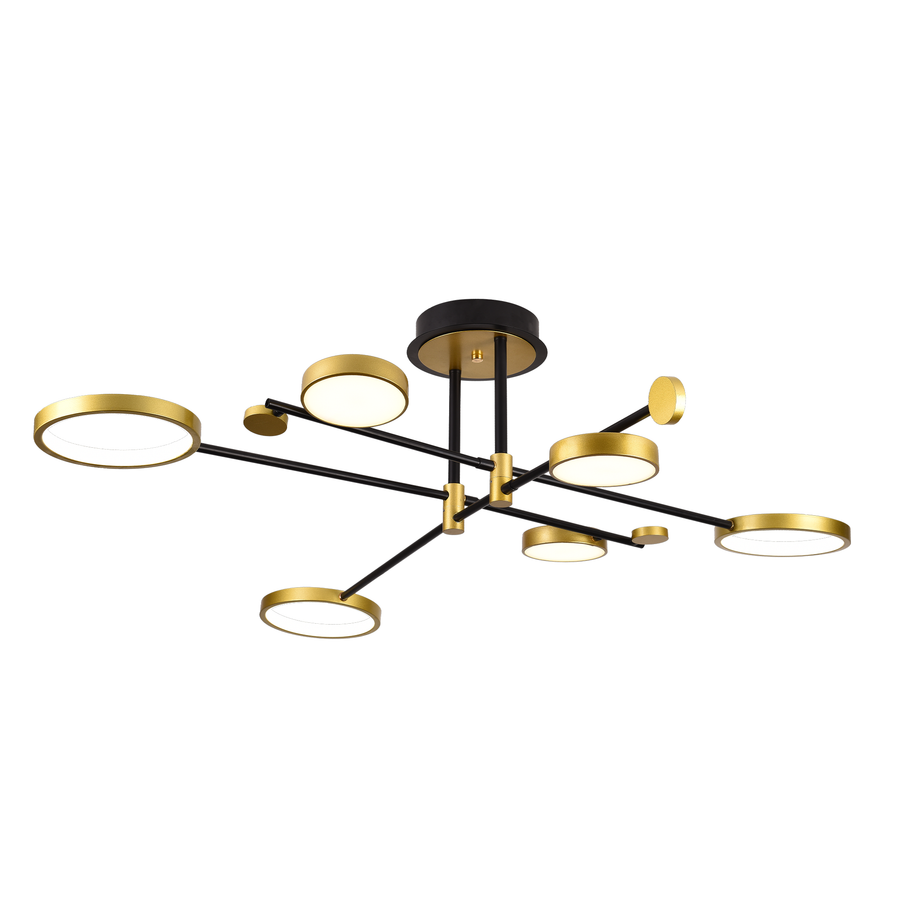 LED полилей с дистанционно управление MARIA, 6 елемента, 31W, топла/студена/неутрална светлина 3000K/4000K/6000K, Димируем, златен и черен, метал