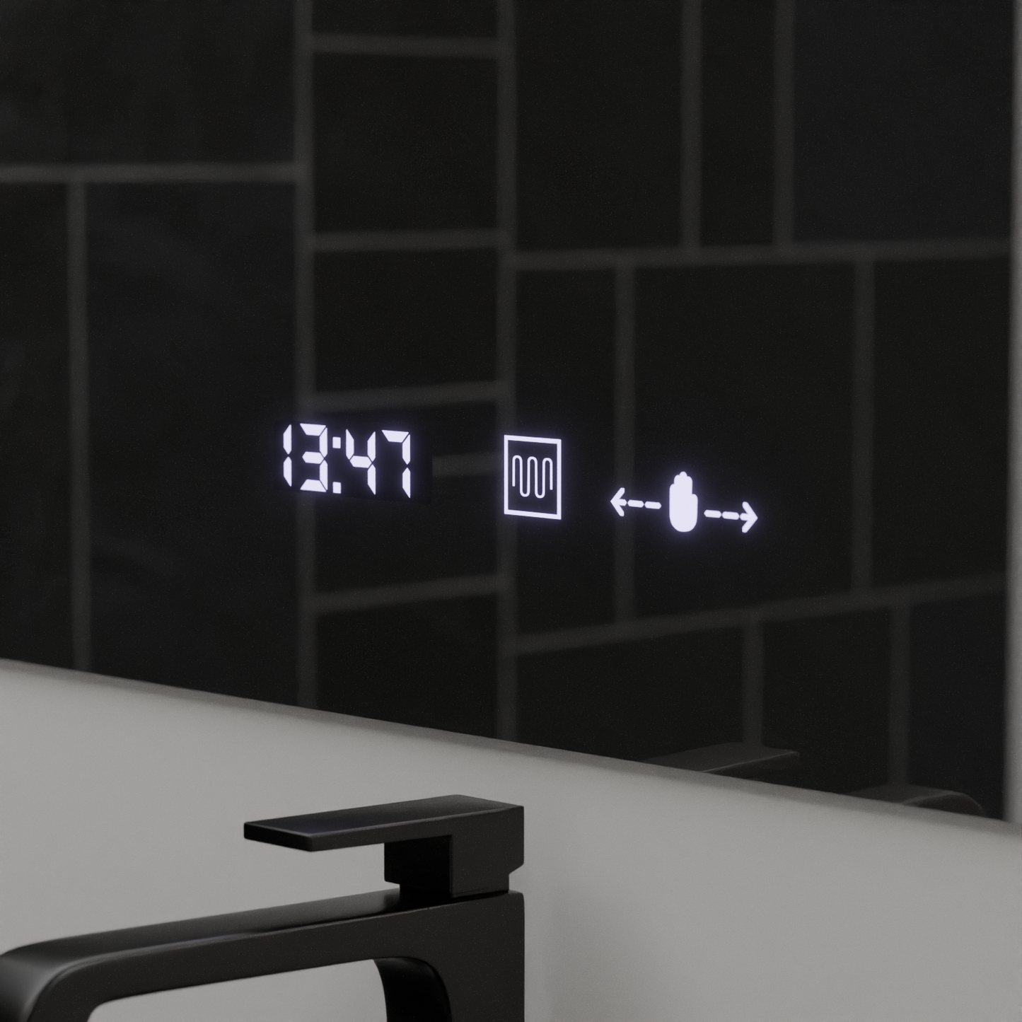 Правоъгълно светодиодно огледало, 80x60см, абсолютно motionglow marcello, система за размразяване, часовник и термометър, козметичен луп