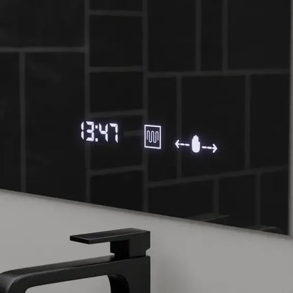 Правоъгълно светодиодно огледало, 80x60см, абсолютно motionglow marcello, система за размразяване, часовник и термометър, козметичен луп