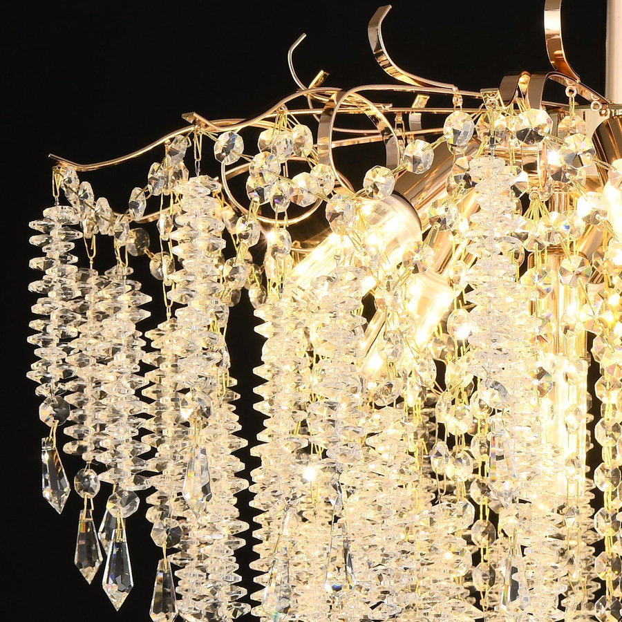 Кристален полилей Fiamma, 6x E14, диаметър 45 cm, злато