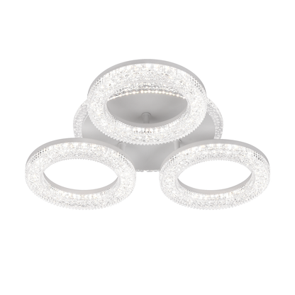 LED LED Singrid с дистанционно управление, 50W, 3000K/4000K/6000K, маргаритка, бял, кристали, 3 кръга