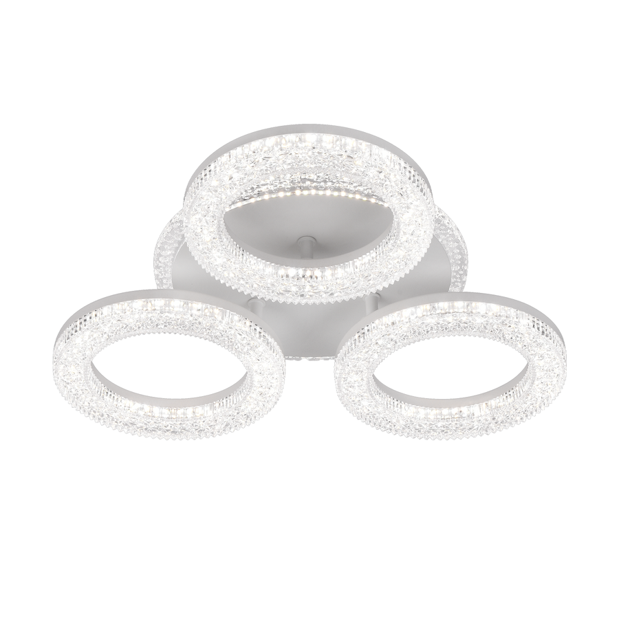 LED LED Singrid с дистанционно управление, 50W, 3000K/4000K/6000K, маргаритка, бял, кристали, 3 кръга
