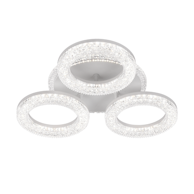 LED LED Singrid с дистанционно управление, 50W, 3000K/4000K/6000K, маргаритка, бял, кристали, 3 кръга