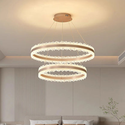 LED полилей, окачен с дистанционно управление Fosco Duo 126W, студена/гореща/неутрална светлина, нестабилна, регулируема височина, злато