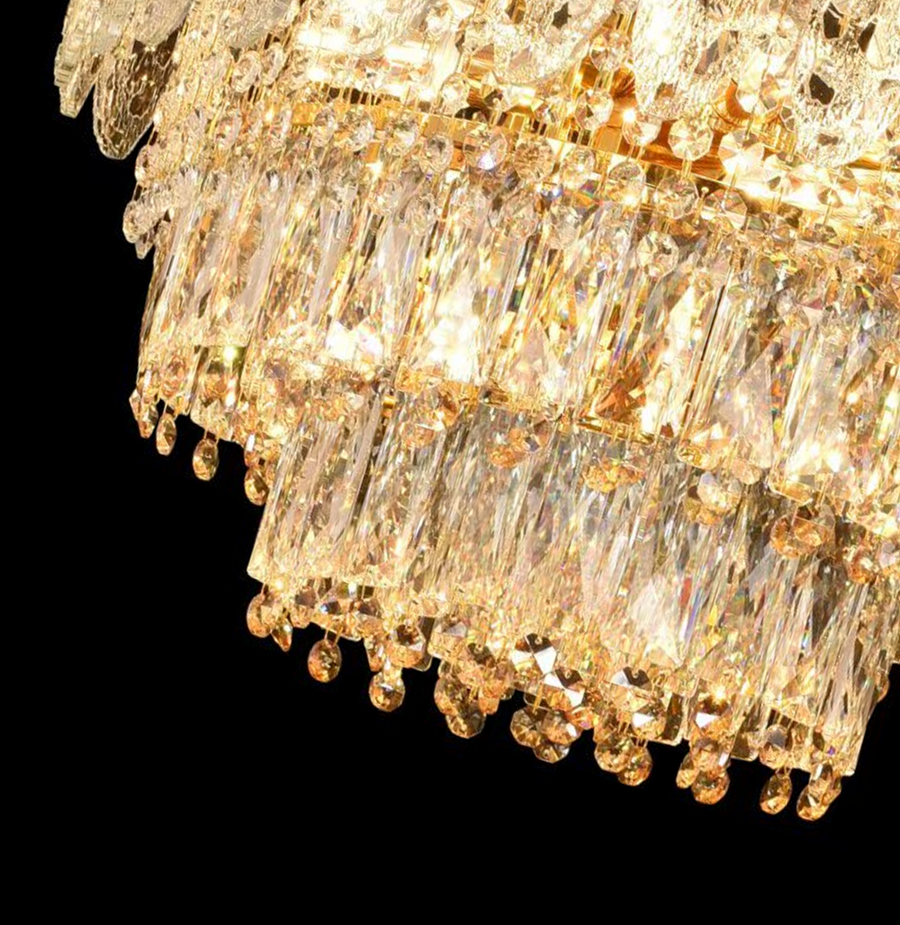 Cymandier Crystal Windsor Elegance 6x E14, диаметър 49 cm, лъскаво злато, регулируема височина