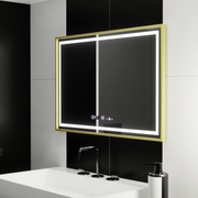 Правоъгълно светодиодно огледало, 100x65см, Royale Gold Motion Glow Marcello, отдели, часовник и термометър, подразбиращ се