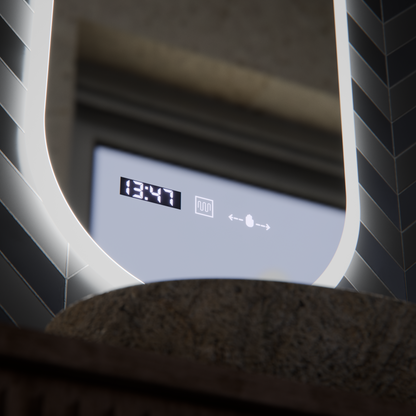 Овално светодиодно огледало, 50x100cm, Lucia Sensor Marcello, система за размразяване, часовник и термометър, подразбиращ се