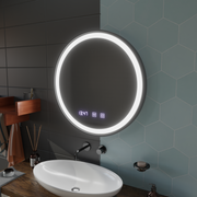 LED Touch Touch Otto Mirror Deflosting System, часовник и температура 80 cm Черна разрошена рамка