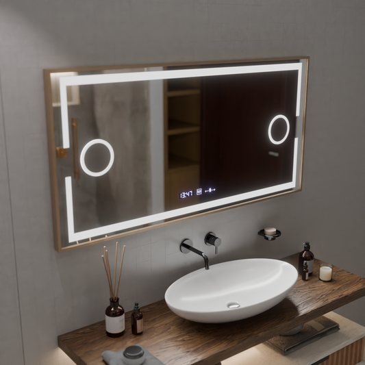 Светодиоден сензор Motionglow Sofia Sensor с функция за размразяване на размразяване 110x65 cm топло/студено/неутрална слаба светлина, розово злато Brudhed, Marcello Funghi Collection