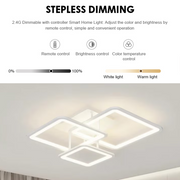 LED полилей с Zoe Remote Control, 64W, 3 квадрата, студ/гореща/неутрална светлина, нестабилен, бял