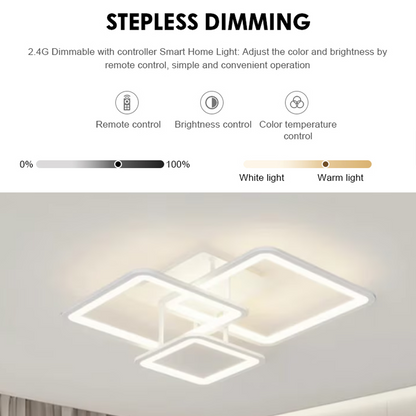 LED полилей с Zoe Remote Control, 64W, 3 квадрата, студ/гореща/неутрална светлина, нестабилен, бял