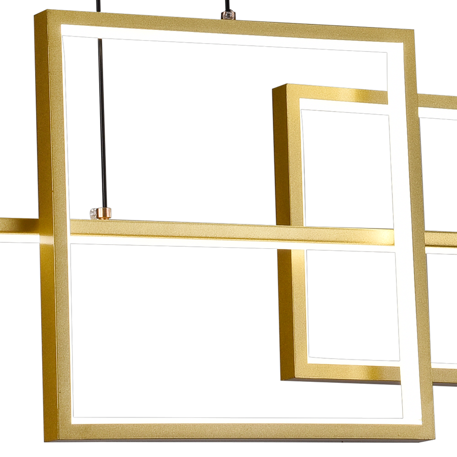 LED похот, окачена с дистанционното управление на Denisse 64W, студена/гореща/неутрална светлина, нестабилна, златна, регулируема височина, 2233/4GD