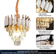 Кристален полилей VERSAILLES Petito 3xE14, диаметър 30 см, блестящо злато и бяло, регулируема височина, метал и кристал