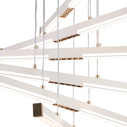 Окачен акрилен LED полилей LT183/6WH, 81W, светлина 3000/4000/6000K, бял, регулируема височина