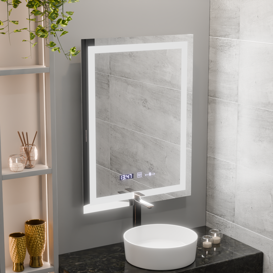 Правоъгълно светодиодно огледало, 60x80см, verite motionglow marcello, заместник -система, часовник и термометър, подрастващ