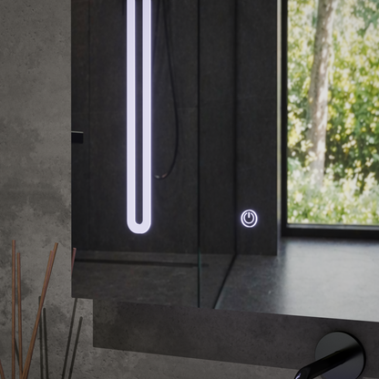 LED огледало с шкаф PLANO 80x70 см Бял сензорен сензор и място за съхранение