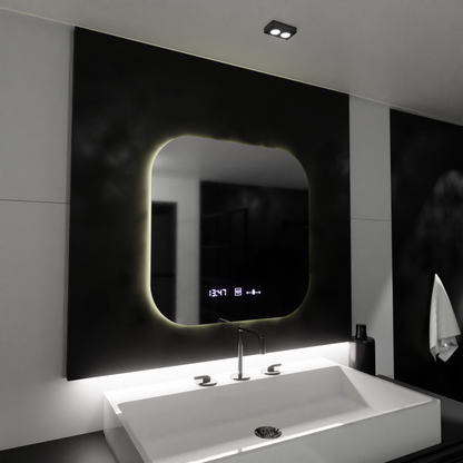 Правоъгълно светодиодно огледало, 60x60см, Motionglow Marcello Harmony, Disabaling System, Clock & Thermometer, Davable