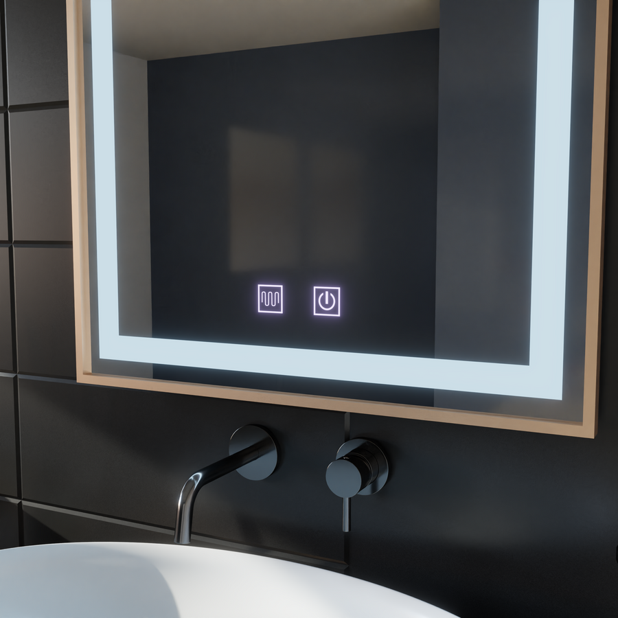 LED Touch Kariri Mirror, 60x80 cm, функция за размразяване, рамка с четка от златна роза