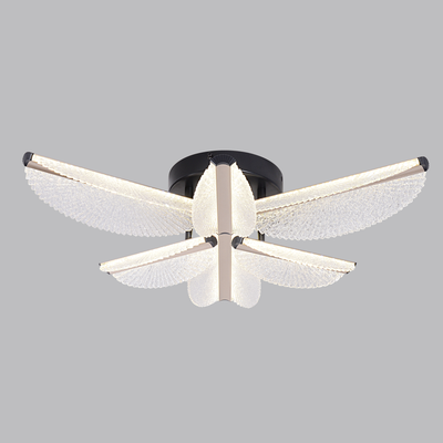 LED полилей с дистанционно управление TULLIO 67W, 6 венчелистчета, студена/топла/неутрална светлина, димируем, черен