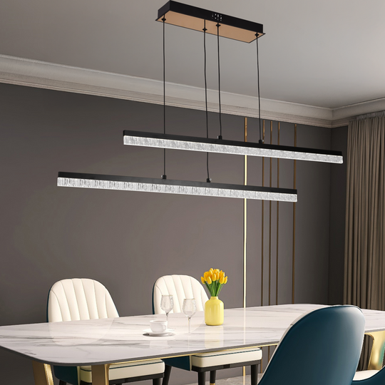 Окачен LED полилей с дистанционно управление, STRATA, 2 елемента, 37W, светлина 3000/4000/6000K, черен, регулируема височина LED полилей с дистанционно управление Заглавие по подразбиране Alessandro Design