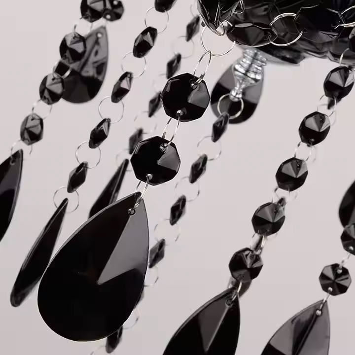 Crystal Cristal Chandelier 3xe14, диаметър 48 см, черен, регулируема височина