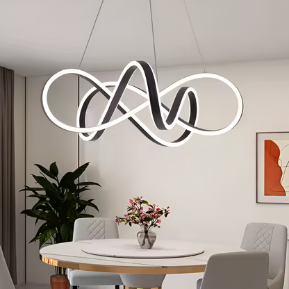 LED полилей с инфинитен ореол, 138W дистанционно управление, студена/гореща/неутрална светлина, нестабилна, черна, регулируема височина