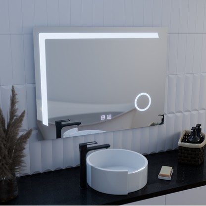 Система за разточване на огледало LED Touch Manfred, часовник и температура 60x80 cm козметично увеличение
