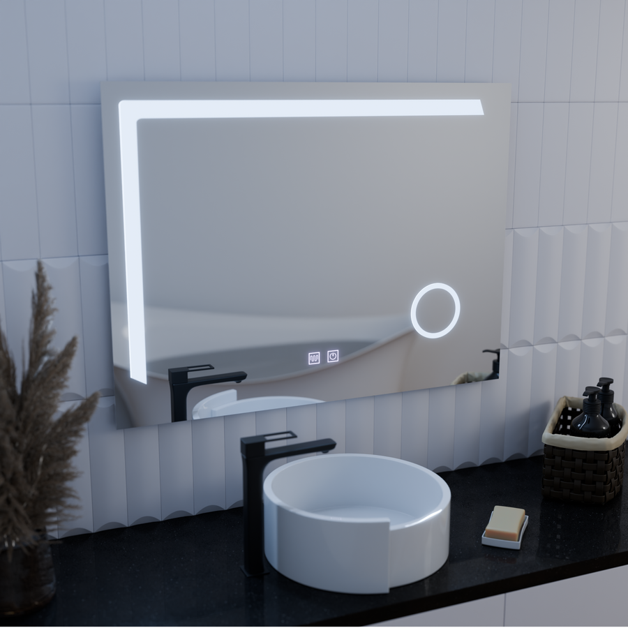 Система за разточване на огледало LED Touch Manfred, часовник и температура 60x80 cm козметично увеличение