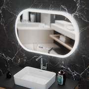 Овално светодиодно огледало, 80x50см, сензор за motionglow marcello, система за деактивиране, часовник