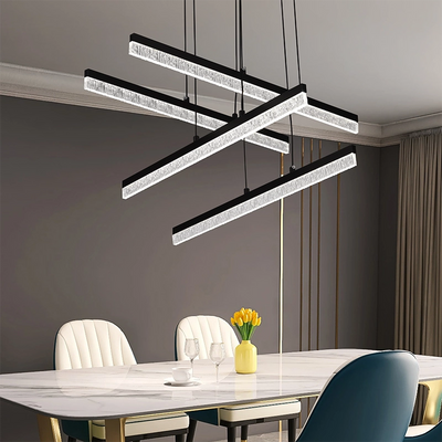 Окачен акрилен LED полилей LT181/4BK, 54W, светлина 3000/4000/6000K, черен, регулируема височина