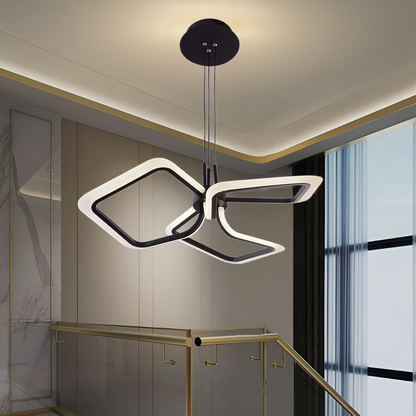 LED LULS, окачен с дистанционно управление rimini 51w, 3 квадрата, студена/гореща/неутрална светлина, нестабилна, черна