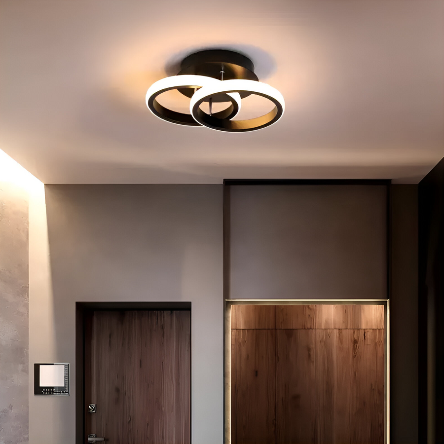 LED полилей VERTEX CIRCULA 22W, 2 кръга, метални рамки, студена/топла/неутрална светлина, черен