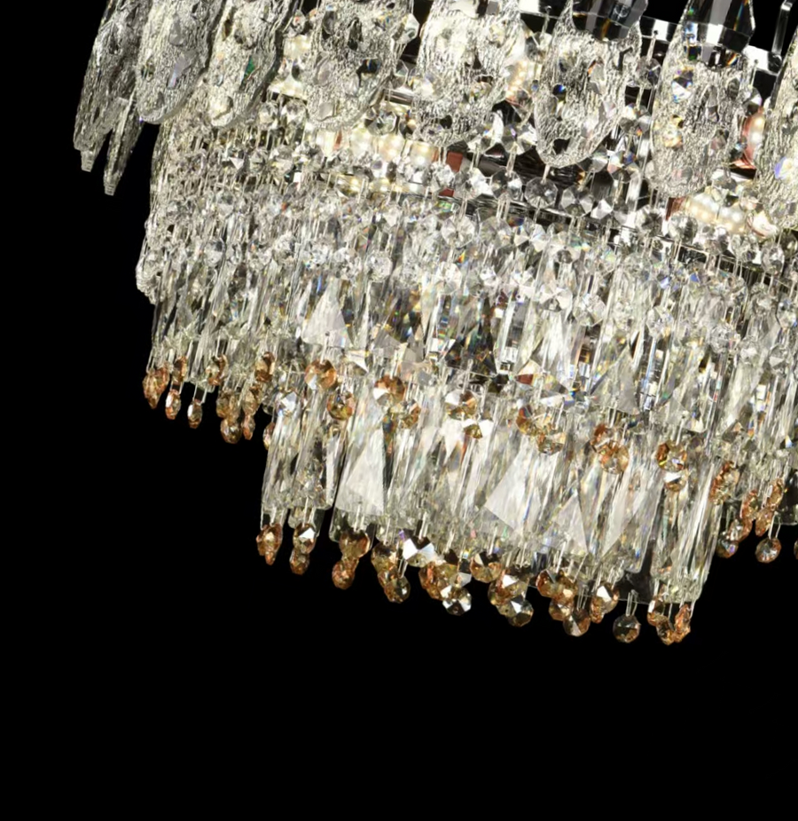Cymandier Crystal Windsor Elegance 6x E14, диаметър 49 cm, лъскаво злато, регулируема височина