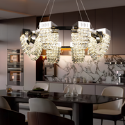 LED кристален полилей 40W, CC370/800CH, диаметър 80 см, блестящ хром, регулируема височина, топла неутрална студена светлина 3000K/4000K/6000K, метал и кристал