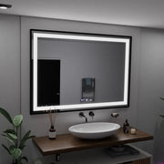 Правоъгълно светодиодно огледало, 100x70см, Verite Majeste Noir Motion Glow Marcello, система за размразяване, часовник и термометър, намаляващ се