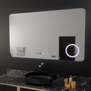 Правоъгълно светодиодно огледало, 100x60см, Celeste Motionglow Marcello, система за размразяване, часовник и термометър, козметична лупа, подрастваща