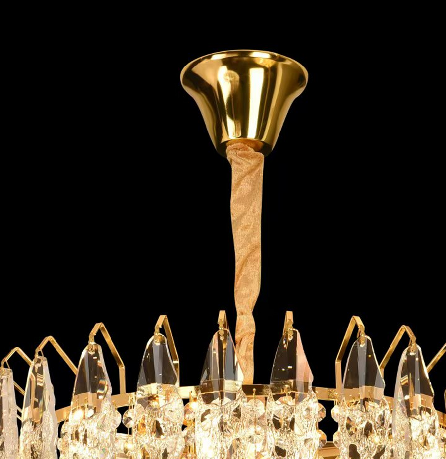 Cymandier Crystal Windsor Elegance 6x E14, диаметър 49 cm, лъскаво злато, регулируема височина