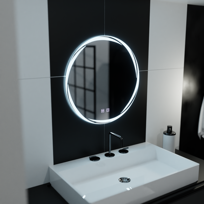 60 см кръгло LED огледало, Spirallus touch, система за деактивиране, маргаритка