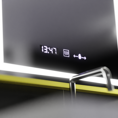 Правоъгълно светодиодно огледало, 50x70см, Royale Gold Motion Glow Marcello, заместник -система, часовник и термометър, размирен