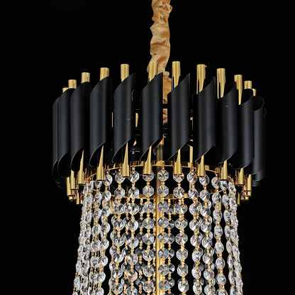 Crye Chandelier Versailles Grande Supremo 10xe14, 60cm x диаметър 90 cm, лъскаво и черно злато, регулируема височина