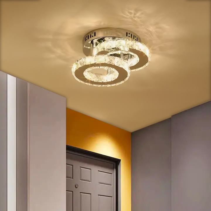 LED полилей с Crystal Royalo Rotonda 26W, 2 кръга, студена/гореща/неутрална светлина, лъскав хром