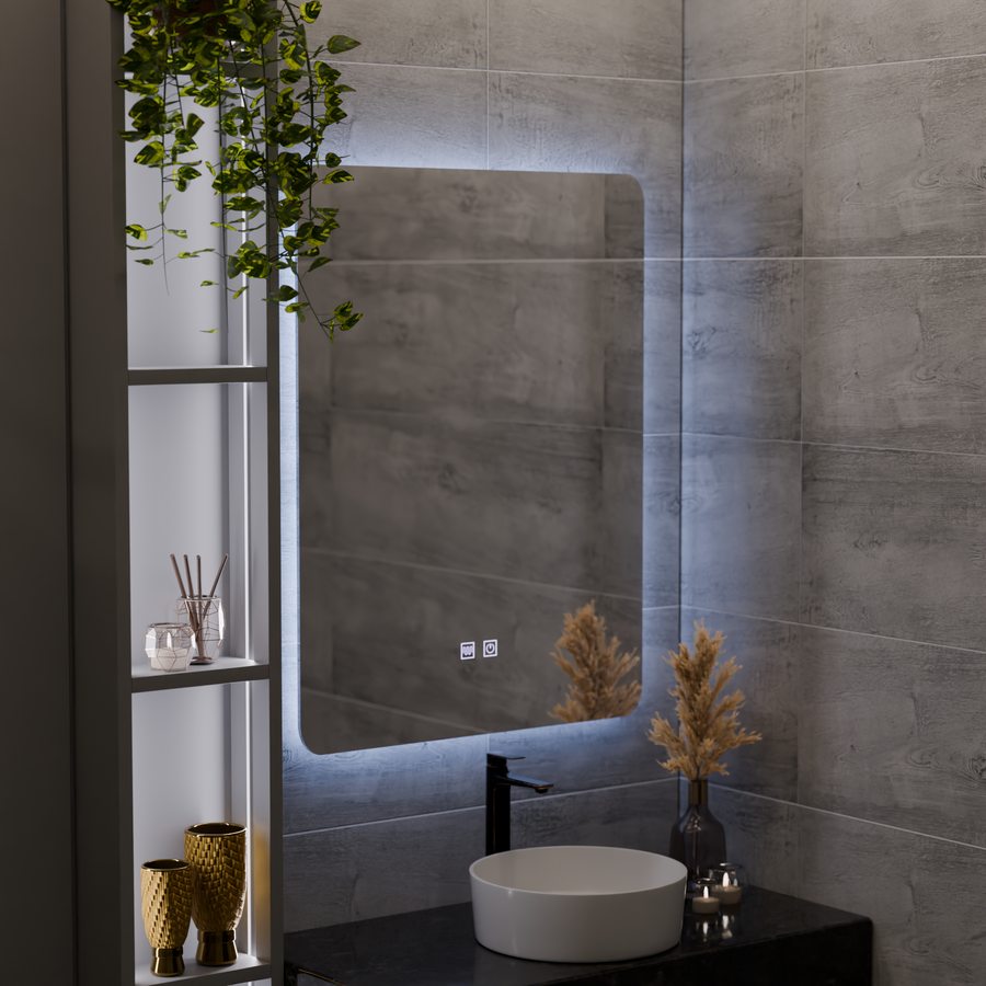 ARTEA Сензорно правоъгълно LED огледало, 60X80cm, система против запотяване, димиране, 6000K