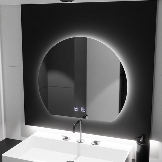 LED огледално LED Semiluna 60x54 - Система за дефиниране на Soluna Touch, мрачна