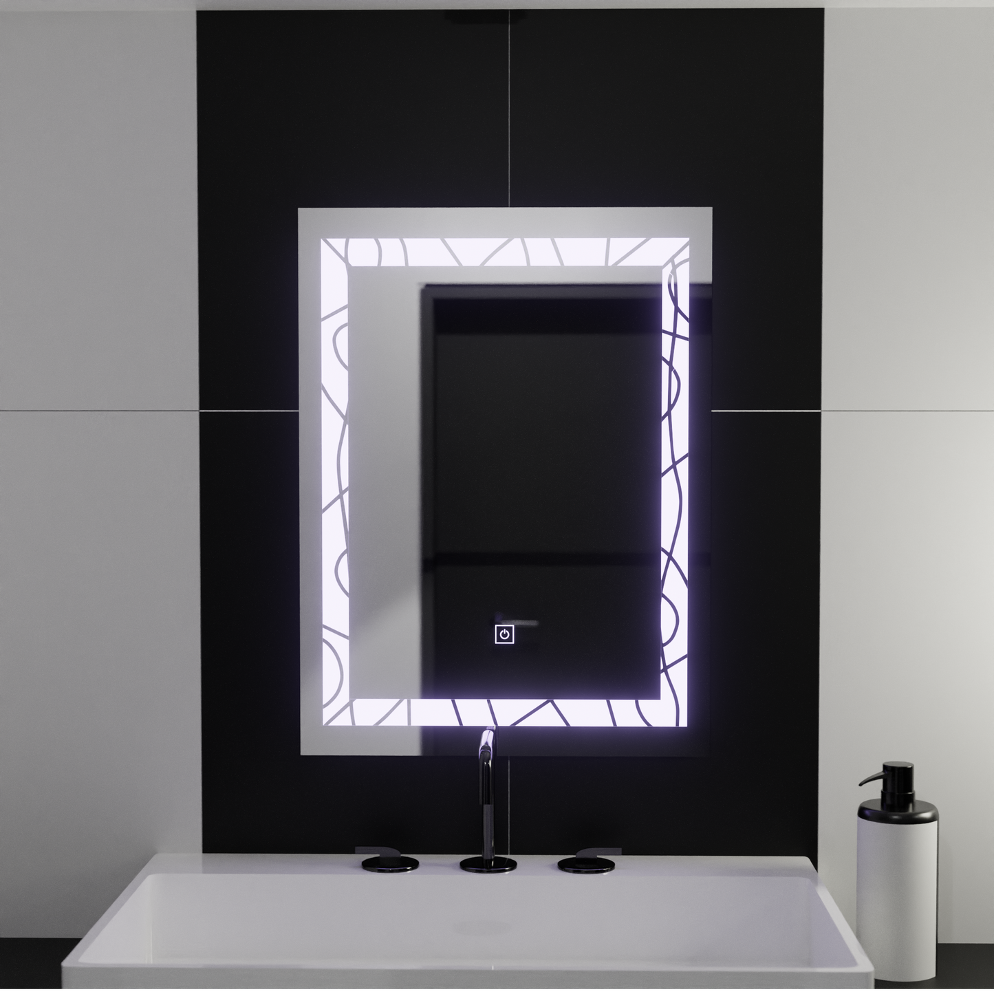 Огледално светодиодно правоъгълно 60x80cm деко кадър Основно докосване