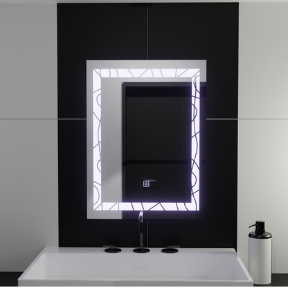 Огледално светодиодно правоъгълно 60x80cm деко кадър Основно докосване